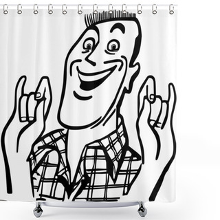 Personality  Thrilled Retro Guy Shower Curtains