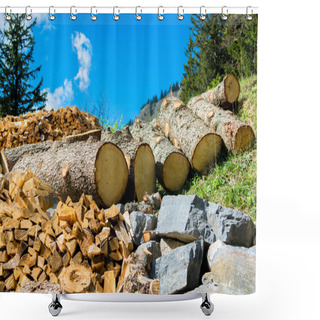 Personality  Wood And Stone As Natural Resources Shower Curtains