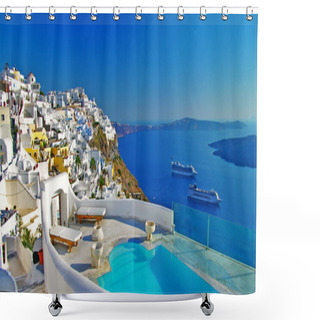 Personality  Luxury Greek Holidays - Santorini Shower Curtains