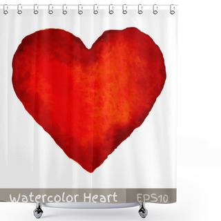 Personality  Red Watercolor Heart Shower Curtains