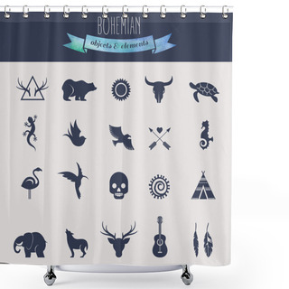 Personality  Collection Of Bohemian, Tribal Objects, Elements And Icons Shower Curtains