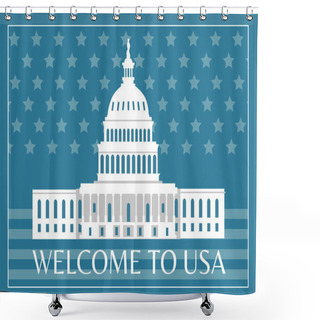 Personality  Welcome To USA Poster Headline Vector Illustration Shower Curtains