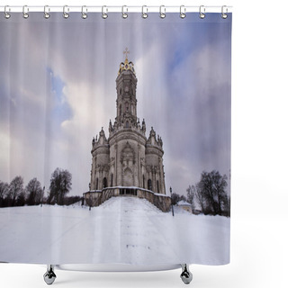 Personality  Winter Church. Podolsk, Russia. Shower Curtains