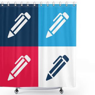 Personality  Ballpoint Pen Blue And Red Four Color Minimal Icon Set Shower Curtains