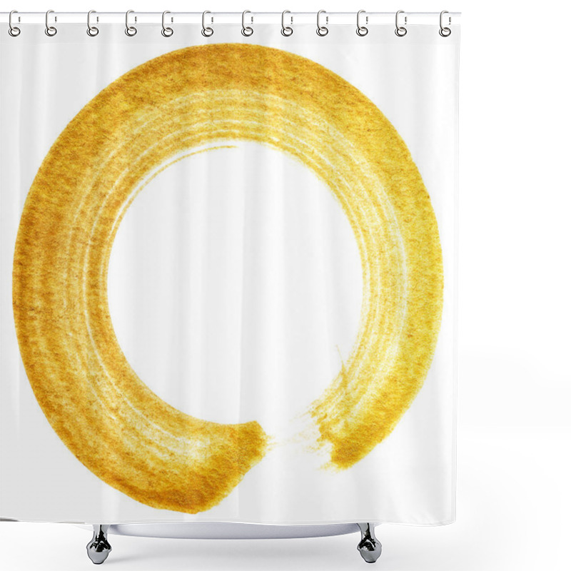 Personality  Isolated On White Background Golden Circle Brush Stroke Shower Curtains