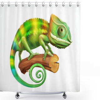 Personality  Chameleon. 3d Vector Icon Shower Curtains