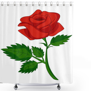 Personality  Illustration Of Red Rose Cartoon Shower Curtains
