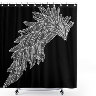 Personality  Hand Drawn Detailed Bird Wing Shower Curtains