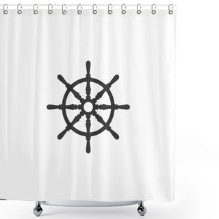 Personality  Ship And Boat Helm Steering Wheel And Illustration Logo Symbol. Shower Curtains