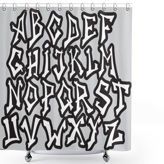 Personality  Graffiti Font Alphabet Different Letters. Vector Shower Curtains