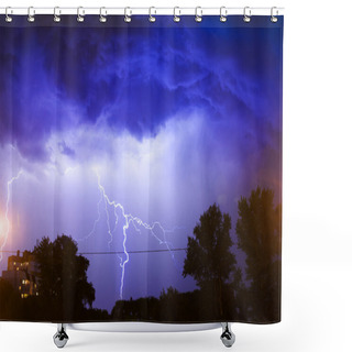 Personality  Photo Of A Lightning Storm Shower Curtains