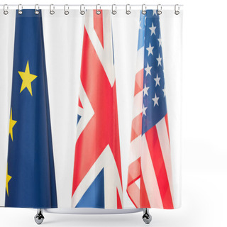Personality  Flags Of Usa, Great Britain And European Union Isolated On White Shower Curtains