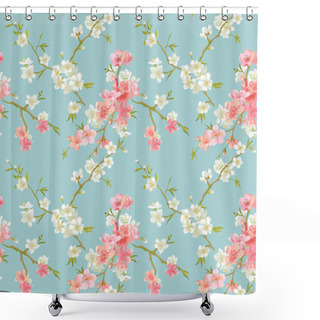 Personality  Spring Blossom Flowers Background Shower Curtains