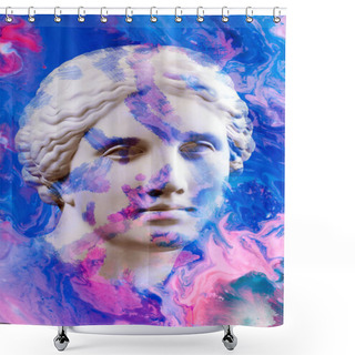 Personality  Modern Conceptual Art Poster With Ancient Statue Of Bust Of Venus. Collage Of Contemporary Art. Shower Curtains