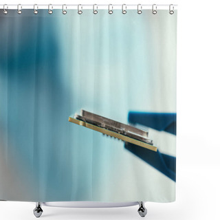 Personality  Selective Focus Of Tweezers With Computer Microchip Shower Curtains