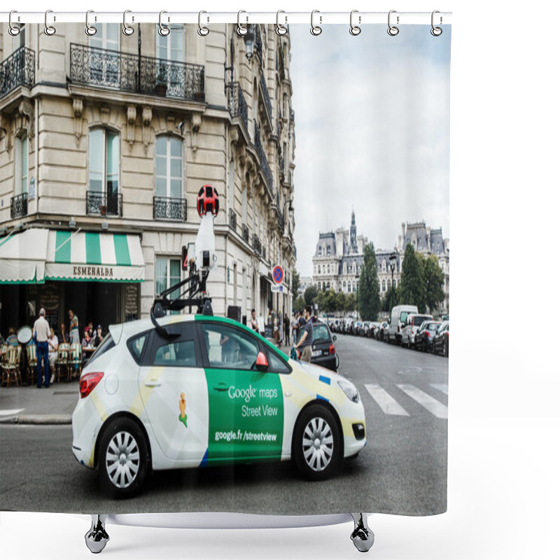 Personality  Paris, France - 04 september 2014: Google car on the Paris streets shower curtains