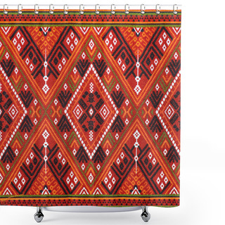 Personality  Colorful Thai Silk Handcraft Peruvian Style Rug Surface Close Up More This Motif & More Textiles Peruvian Stripe Beautiful Background Tapestry Persian Nomad Detail Pattern Farabic Fashionable Textile. Shower Curtains
