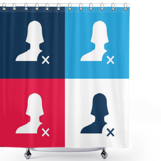 Personality  Block User Blue And Red Four Color Minimal Icon Set Shower Curtains
