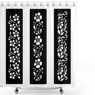 Personality  Black And White Floral Cut File With Temporary Tattoo Design Shower Curtains