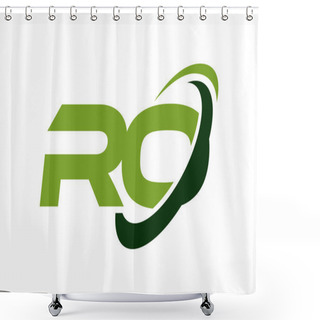 Personality  RO Logo Swoosh Ellipse Green Letter Vector Concept Shower Curtains