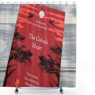 Personality  Viersen, Germany - January 9. 2024: Closeup Of Ryszard Kapuscinski Book Cover The Cobra S Heart, African Travel Journey Novel Shower Curtains