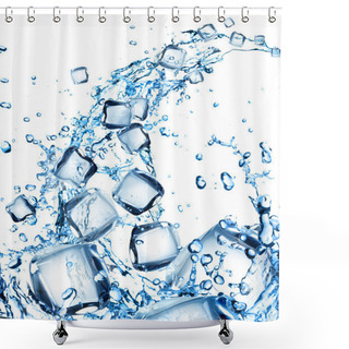 Personality  Water Splash With Ice Cubes Shower Curtains