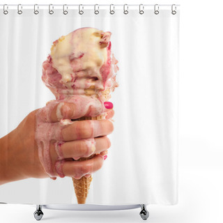 Personality  Ice Cream Melting In Hand Shower Curtains
