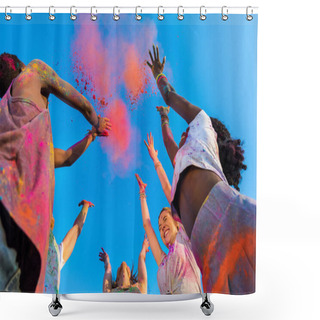 Personality  Happy Friends At Holi Festival Shower Curtains
