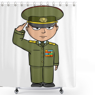 Personality  Military Cartoon Man Salutes Shower Curtains