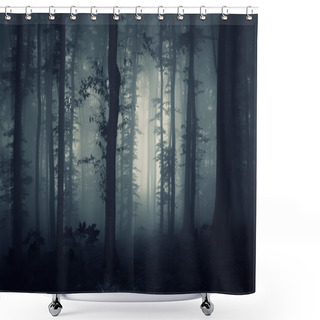 Personality  Dark Forest With Fog Shower Curtains