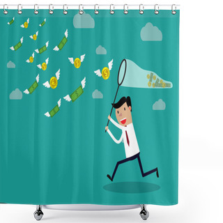 Personality  Businessman Running With Butterfly  Money Shower Curtains