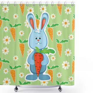 Personality  Rabbit With Carrot. Vector Illustration Shower Curtains