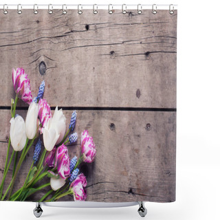 Personality  Tulips And Muscaries Flowers  Shower Curtains