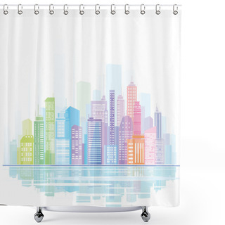 Personality  Colorful Panorama Of City. Shower Curtains