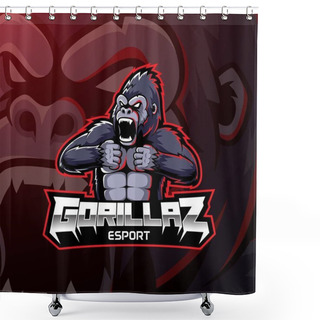 Personality  Angry Gorilla Mascot Logo Desain Shower Curtains