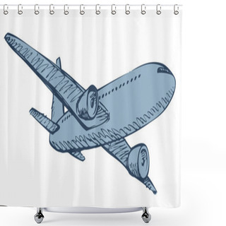 Personality  Aircraft. Vector Drawing Shower Curtains