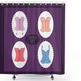 Personality  Vintage Purple Background With Lady's Corset Set Shower Curtains