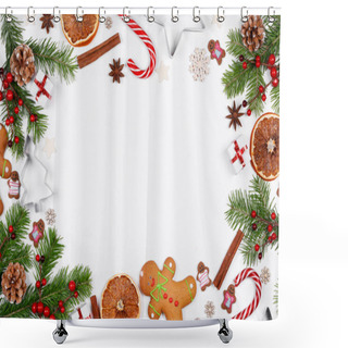 Personality  Christmas Background With Decorations Shower Curtains
