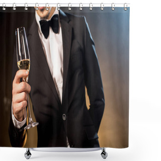 Personality  Man Holding Champagne Glass Shower Curtains