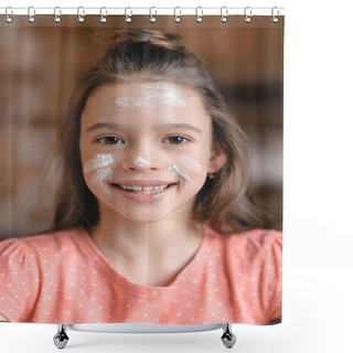 Personality  Girl With Flour On Face Shower Curtains