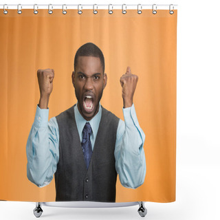 Personality  Angry Mad, Pissed Off Executive Man Screaming  Shower Curtains