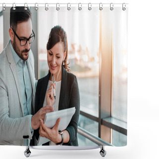 Personality   Meeting Of Architect And Investor. Shower Curtains