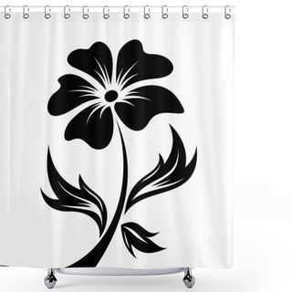 Personality  Black Silhouette Of Flower. Vector Illustration. Shower Curtains
