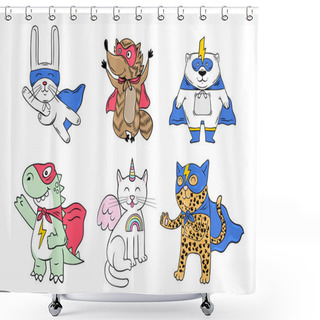 Personality  Set Of The Supper Hero Animals Shower Curtains