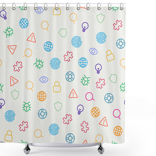 Personality  Security Icons Seamless Pattern. Vector Background Shower Curtains