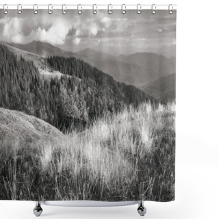 Personality  Autumn Carpathians In Black And White Tone Shower Curtains