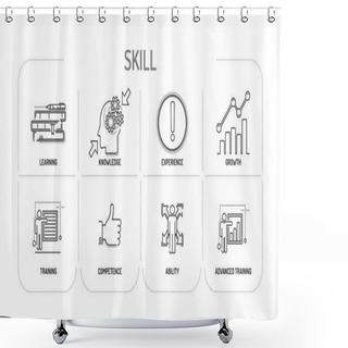 Personality  SKILL - Line Icons Concept Shower Curtains