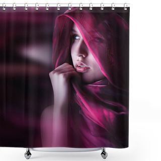 Personality  Gorgeous Woman With Purple Color Scarf Shower Curtains