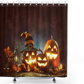 Personality  Candle Lit Halloween Pumpkins Shower Curtains