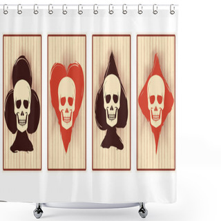 Personality  Casino Poker Cards With Skull, Vector Illustration Shower Curtains